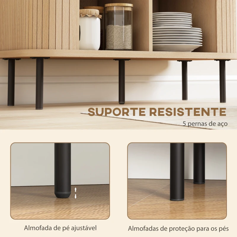 HOMCOM Aparador Vintage Aparador Sala de Estar com 2 Portas de Correr e Compartimentos Aparador de Sala de Jantar 90x40x75 cm Carvalho