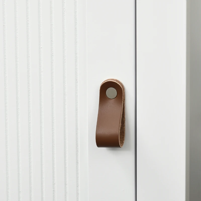 kleankin Coluna Casa de Banho com Prateleiras Abertas Porta e Prateleira Ajustável Desenho Anti-Tombo 34x23x165 cm Branco