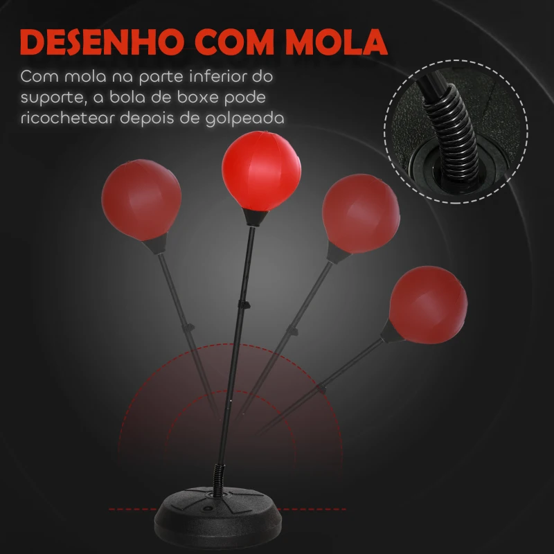 AIYAPLAY Punching Ball para Crianças Kit de Boxe para Crianças com Luvas de Boxe Altura Ajustável 122,5-147 cm e Base Preenchível Vermelho