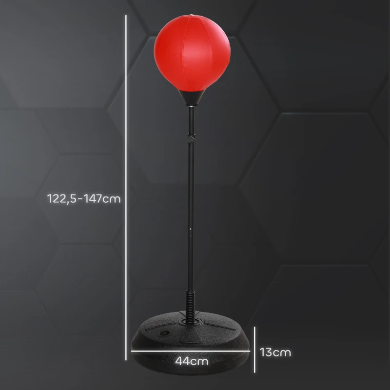 AIYAPLAY Punching Ball para Crianças Kit de Boxe para Crianças com Luvas de Boxe Altura Ajustável 122,5-147 cm e Base Preenchível Vermelho