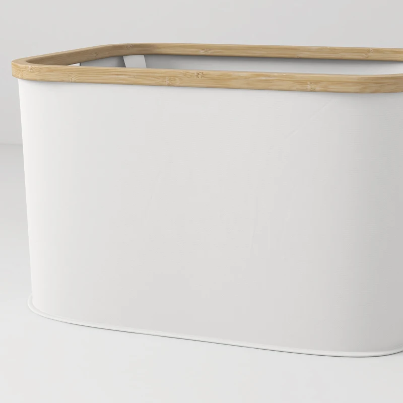 HOMCOM Cesto para Roupa Dobrável Cesto para Roupa Suja 36 L para Casa de Banho Dormitório Lavandaria 44,3x33,3x26,5 cm Creme