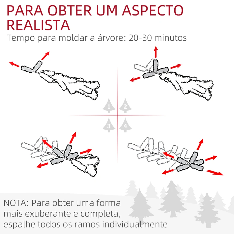 HOMCOM Árvore de Natal 180 cm Árvore de Natal Artificial com 618 Ramos e Suporte de Metal Árvore de Natal para Interior Verde