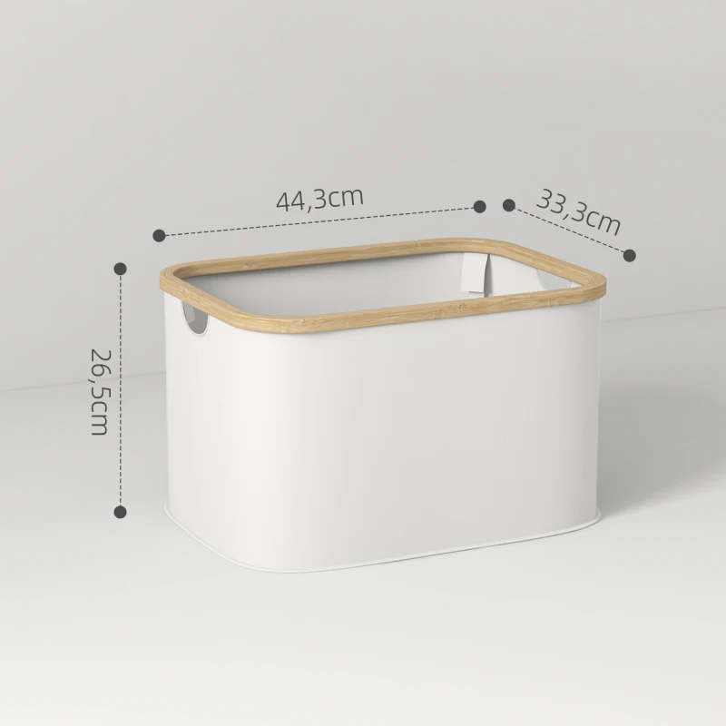 HOMCOM Cesto para Roupa Dobrável Cesto para Roupa Suja 36 L para Casa de Banho Dormitório Lavandaria 44,3x33,3x26,5 cm Creme