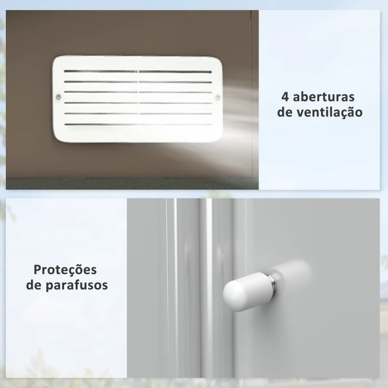 Outsunny Abrigo de Jardim 213x130x185 cm Abrigo de Jardim Metálico de Exterior com 2 Portas Deslizantes e 4 Janelas Marrom