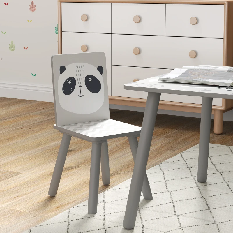 ZONEKIZ Conjunto de Mesa e Cadeiras para Crianças de 3 Peças Mesa Infantil com 2 Cadeiras Conjunto de Móveis para Atividades Cinza