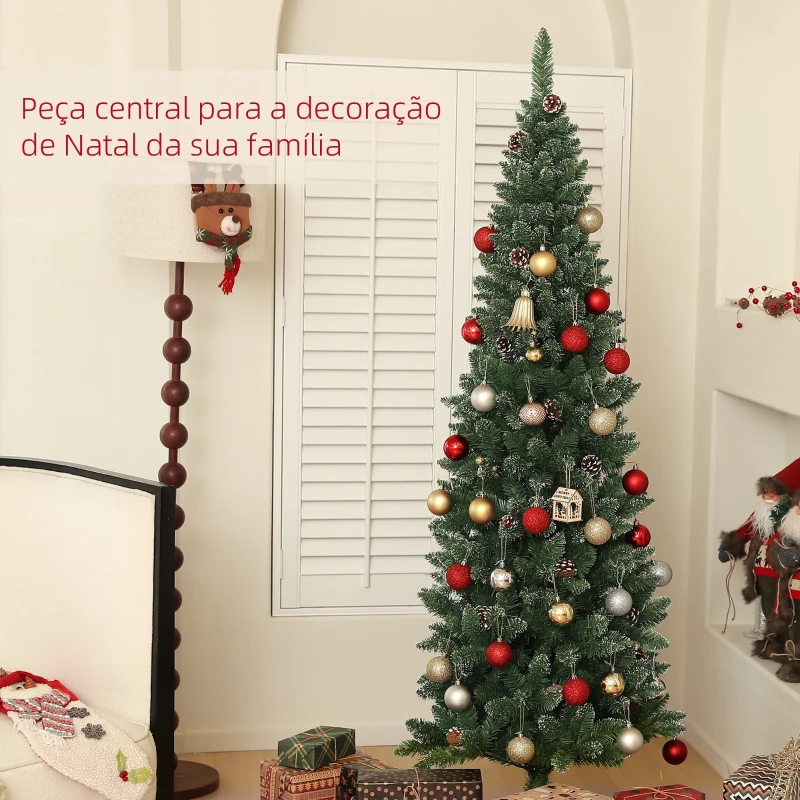 HOMCOM Árvore de Natal 180 cm Árvore de Natal Artificial com 618 Ramos e Suporte de Metal Árvore de Natal para Interior Verde
