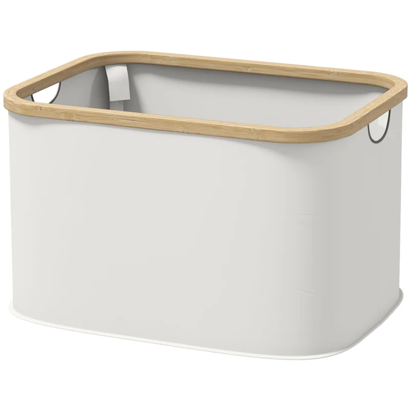 HOMCOM Cesto para Roupa Dobrável Cesto para Roupa Suja 36 L para Casa de Banho Dormitório Lavandaria 44,3x33,3x26,5 cm Creme