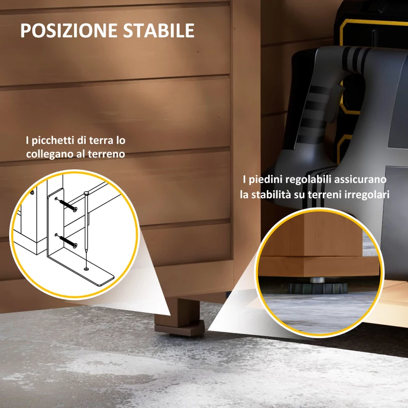 Outsunny Armadio da Giardino in Legno con Ripiano Regolabile e Catenaccio, 75x56x117cm, Marrone