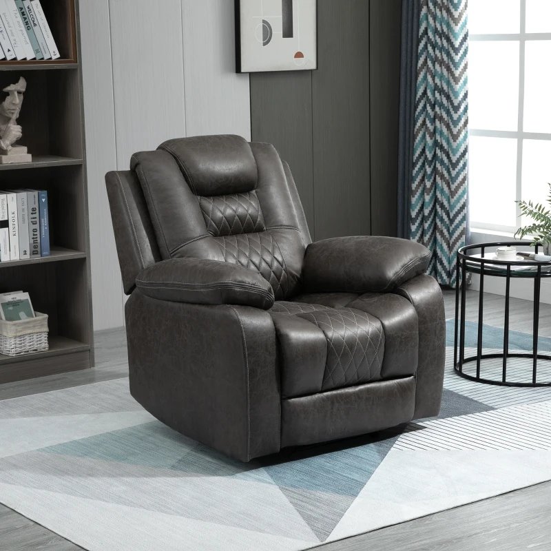 HOMCOM Fotoliu Rabaltabil 150° cu Suport pentru Picioare si Umplutura Suplimentara din Microfibra, Maro 94x95x99cm