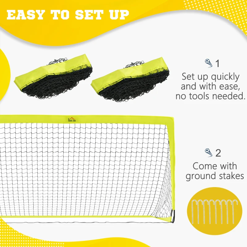 HOMCOM Set of 2 Football Goal Net 6 x 3 ft Foldable Outdoor Sport Training Teens Adults Football with Carrying Bag Yellow