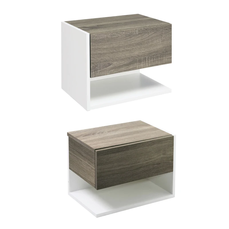 HOMCOM set 2 noptiere suspendate, 46x30x30 cm
