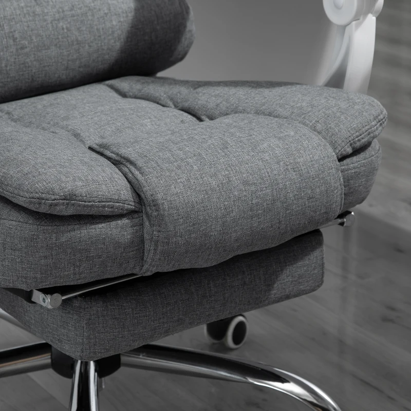 Vinsetto Scaun Ergonomic de Birou Reglabil cu Suport pentru Picioare, Spătar Înalt și Brațe, 65x70x115-123 cm, Gri