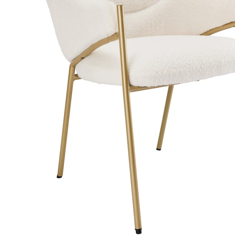 Esszimmerstühle komfortabel mit Armlehnen, Sherpa-Stoff, ergonomischer Rückenlehne und verdicktem Sitzkissen Beige