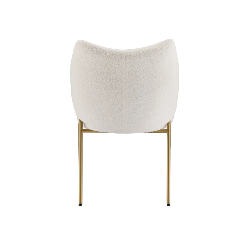 Sedia da pranzo con braccioli, tessuto Sherpa, cuscino del sedile spesso, schienale ergonomico, 52.5×48×83.7 cm,Beige