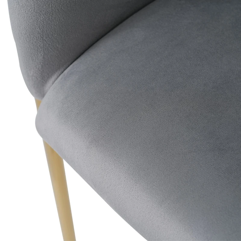 Chaise de salle à manger avec revêtement en velours, Design léger et luxueux, Quatre pieds en métal, Polyvalente pour salon et chambre à coucher, Ergonomique et stable,Gris
