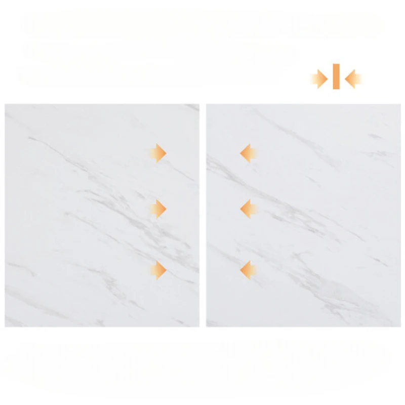 Table à manger avec pieds en métal, marbrure moderne, structure métallique stable, 119×70×75 cm,Blanc+Or