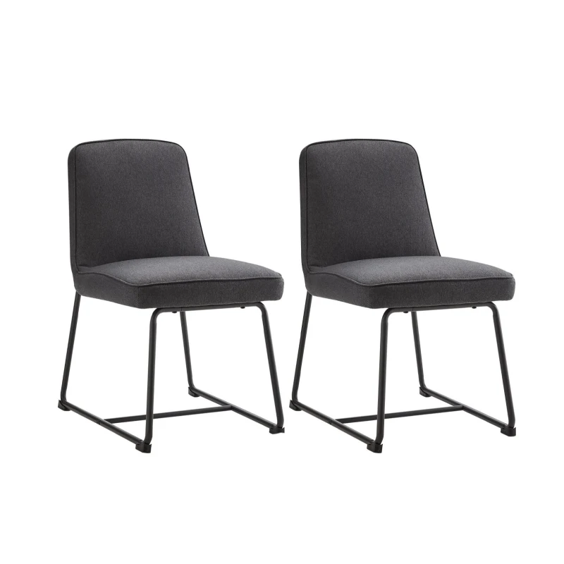 Chaises de salle à manger en lin, chaise de cuisine avec structure en métal et rembourrage, design ergonomique, lot de 2,Gris