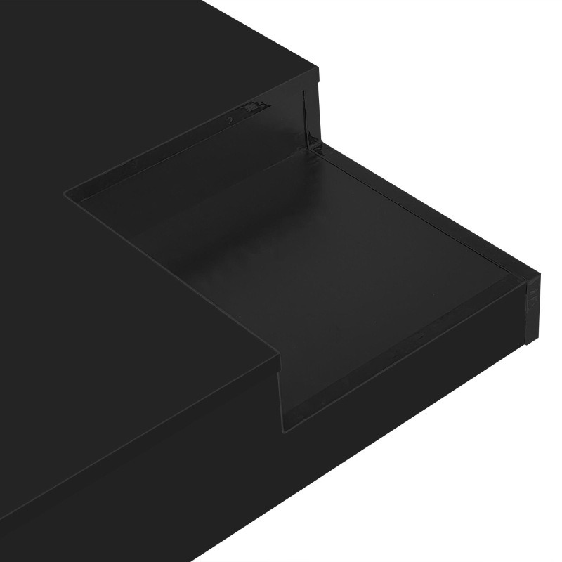 Tavolino da salotto lucido, tavolino da soggiorno con scatola portaoggetti rimovibile ed effetto luce LED, 72×72×30 cm,Nero