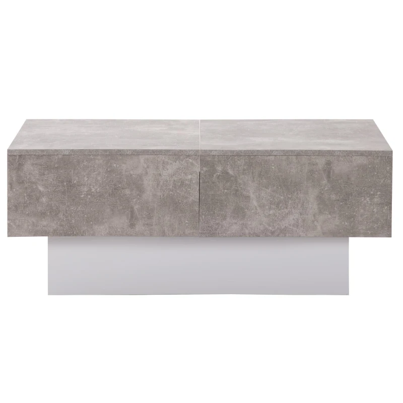 Table basse universelle avec finition brillante,  table extensible et espace de rangement,  design moderne,  102×60×40 cm, Gris