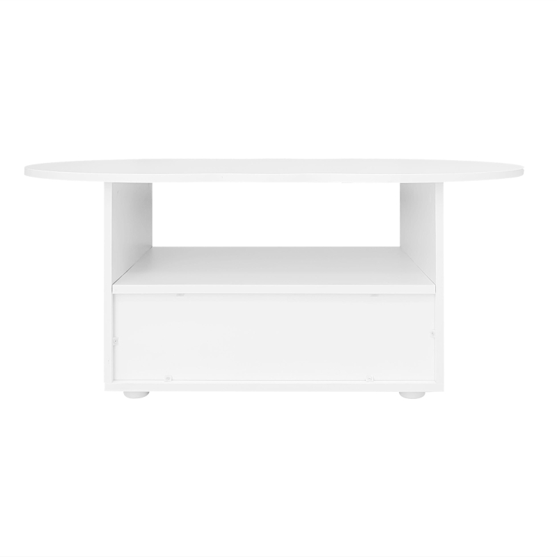 Table basse en forme de nuage avec tiroirs et compartiments de rangement, mécanisme Push-to-Open, Blanc(m-11)