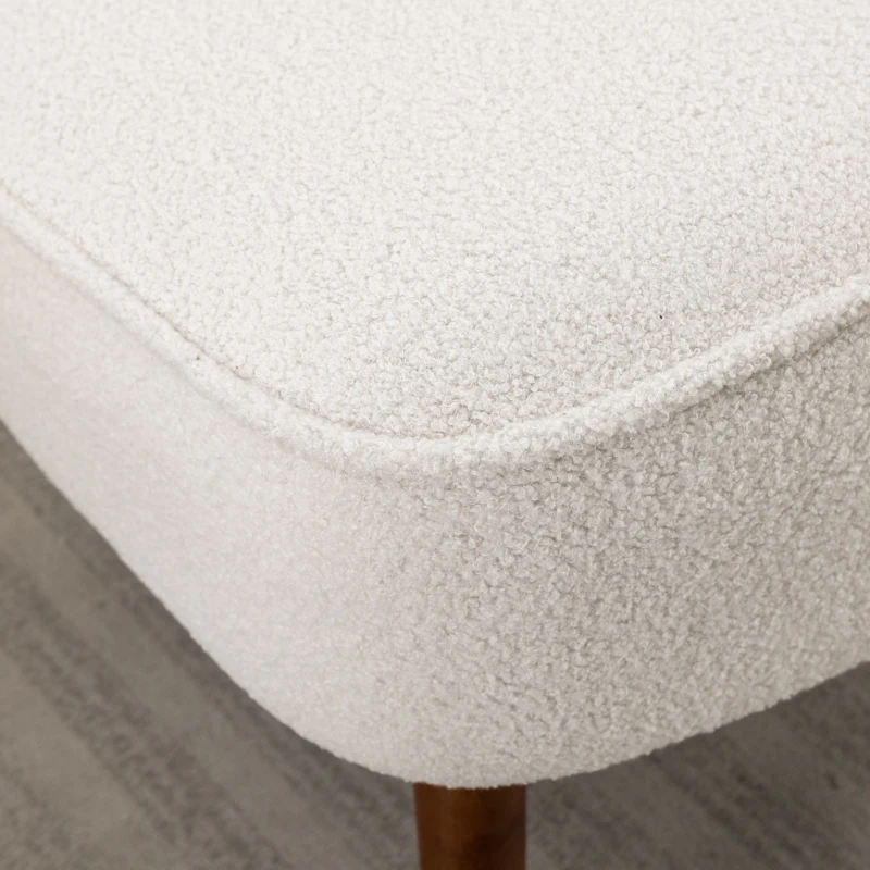 Freizeitstuhl mit extra hoher Rückenlehne, ergonomisches Design, Beine aus massivem Walnussholz, 75×77×85 cm, Weiß