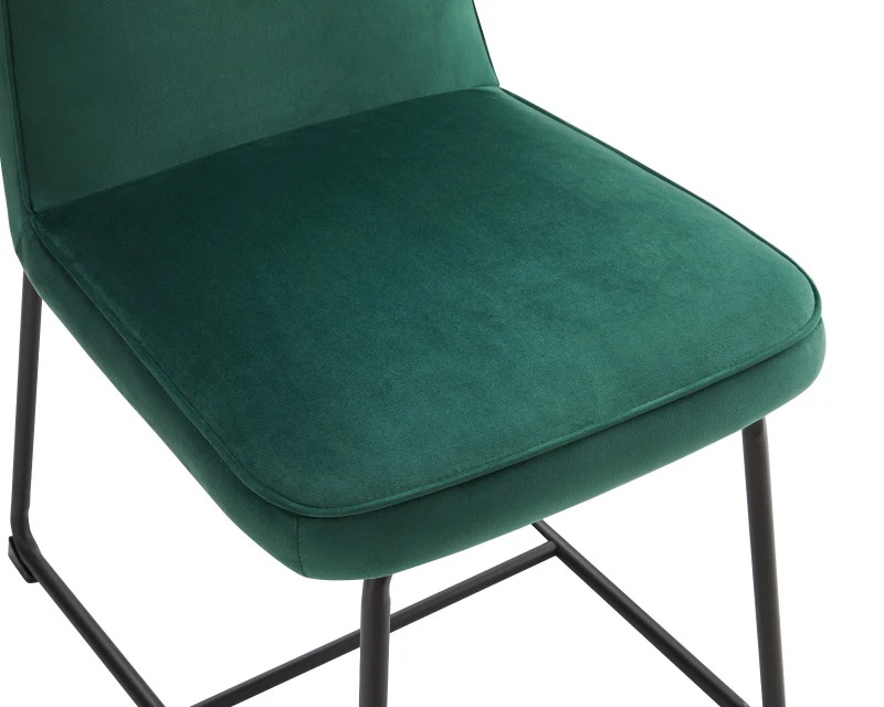 Set de 2 scaune de sufragerie din catifea, scaun tapițat cu spătar pentru sufragerie/living, 46x45x81,5 cm, Verde