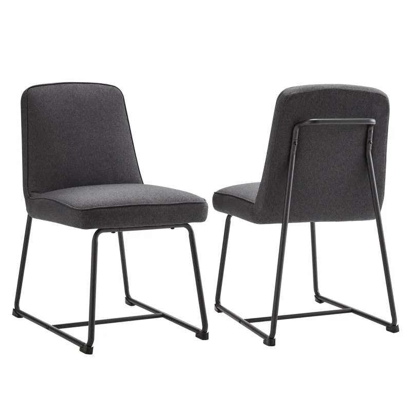 Chaises de salle à manger en lin, chaise de cuisine avec structure en métal et rembourrage, design ergonomique, lot de 2,Gris