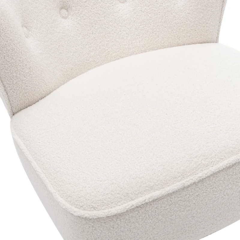 Freizeitstuhl mit extra hoher Rückenlehne, ergonomisches Design, Beine aus massivem Walnussholz, 75×77×85 cm, Weiß