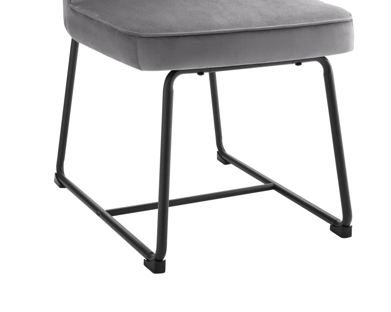 Set da 2 sedie da pranzo in velluto, sedia imbottita con schienale per sala da pranzo/soggiorno, 46x45x81,5 cm, Grigio