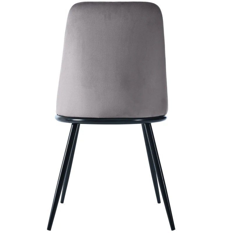 Set de 2 scaune de prânz, tapițerie din catifea, structură metalică, spătar ergonomic, 44×41×88 cm, Gri
