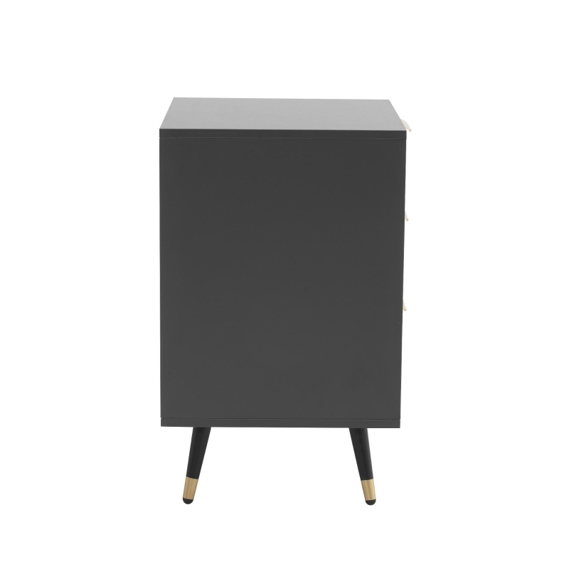 Élégant commode avec 3 tiroirs et accents dorés,  polyvalent,  design anti-basculement,  45x40x65 cm, Blanc+gris