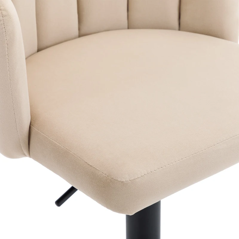 Tabourets de bar en velours, lot de 2, pivotants et réglables en hauteur, chaises de loisirs modernes avec repose-pieds pour restaurants et bars,Beige