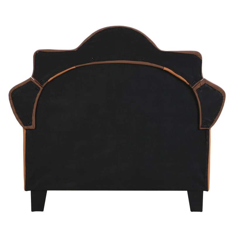 Kinderbett, 90×200 cm, Löwenform, Kunstleder-Material, Holzlattenrost, einfache Montage, Matratze nicht enthalten, Orange