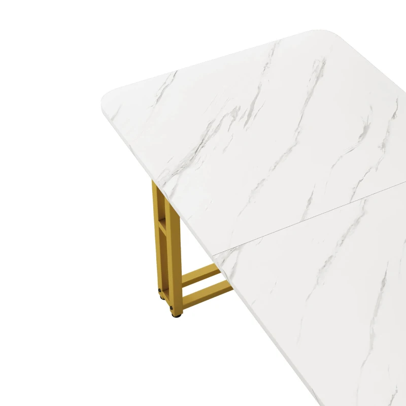 Table à manger luxueux 120x70 cm, table de cuisine moderne avec plateau en MDF et pieds en métal doré pour salle à manger et salon,Doré