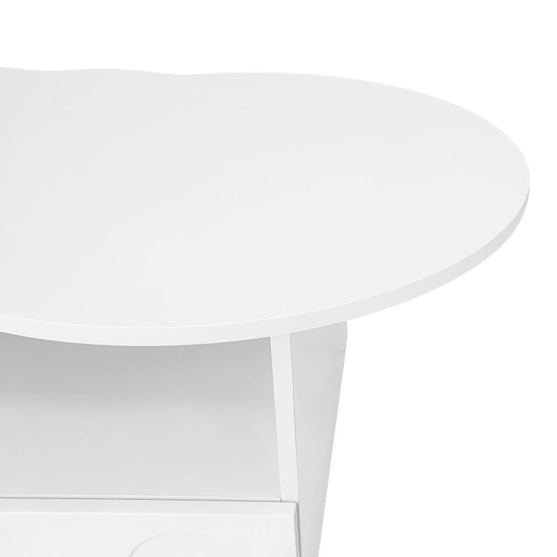 Table basse en forme de nuage avec tiroirs et compartiments de rangement, mécanisme Push-to-Open, Blanc(m-6)