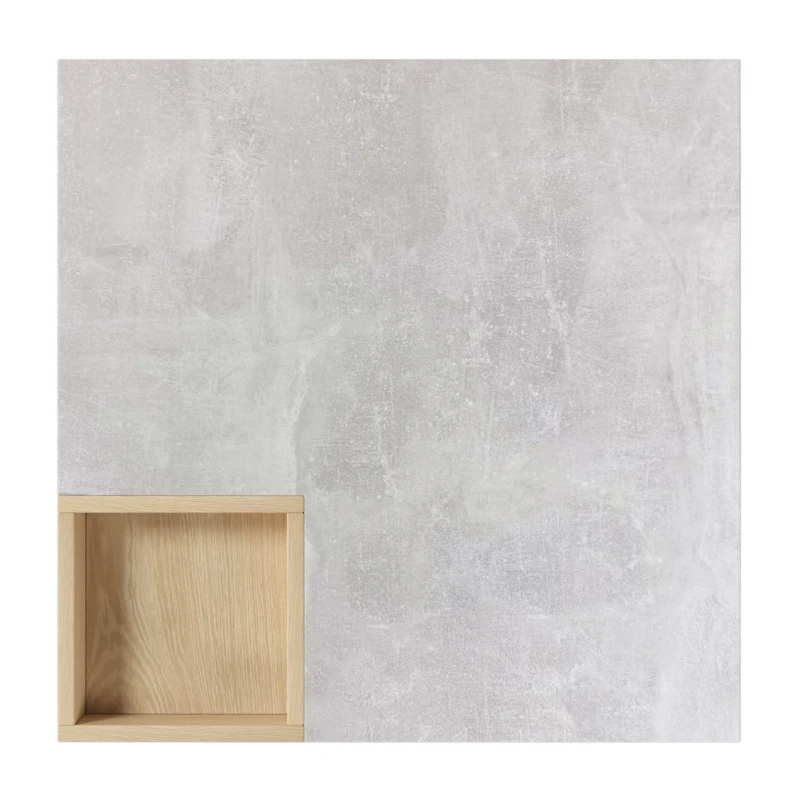 Table basse avec boîte de rangement amovible, gris béton et couleur bois, 72×72×30 cm, Gris