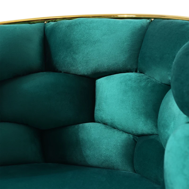 Sedia in velluto, sedia da pranzo con gambe in ferro dorato, supporti anteriori regolabili e schienale confortevole, 50×47×80 cm,Verde Scuro