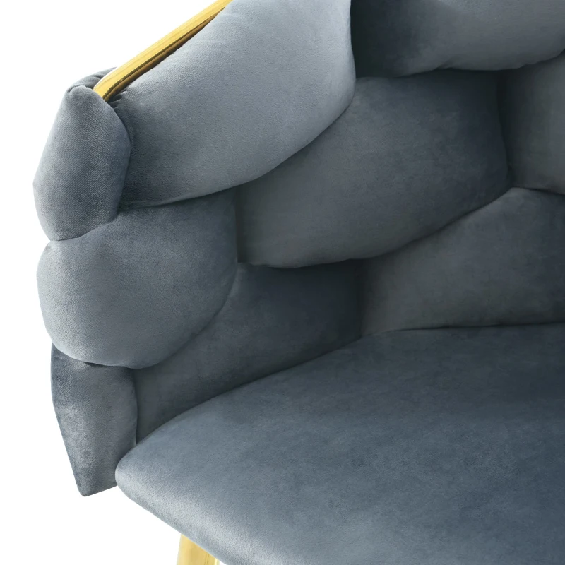 Chaise en velours de luxe avec dossier à éclat doré, protection dorsale confortable, Gris