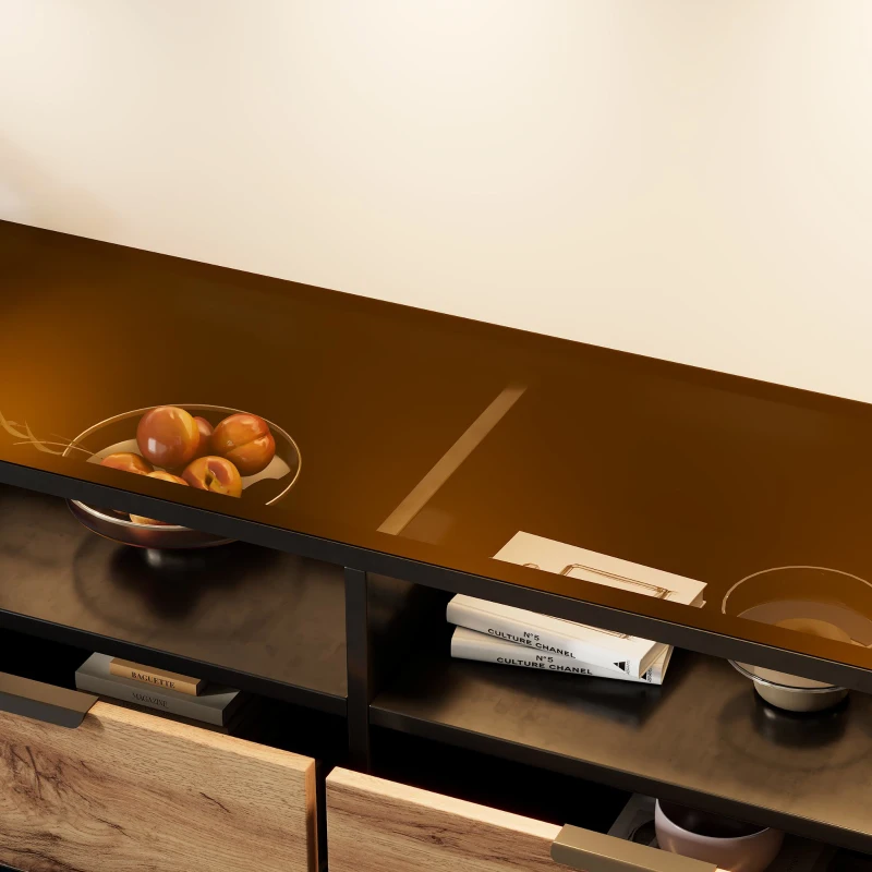 Anti-tip Sideboard Cabinet with Storage Drawers and Shelves, Wooden Drawer Chest for Living Room, 120L x 40W x 80H cm, Oak