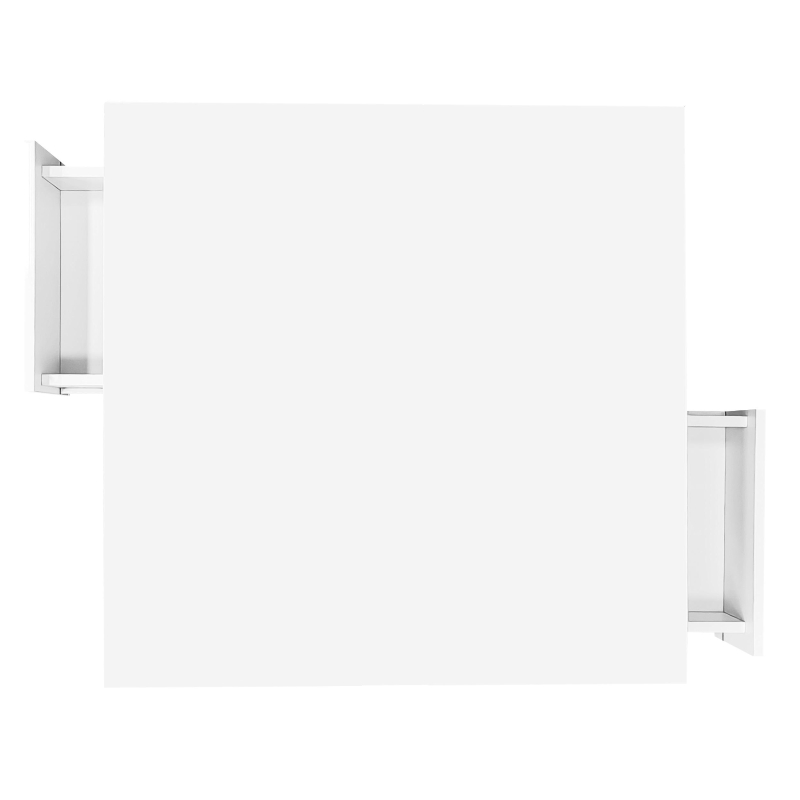 Table basse en laque brillante avec tiroirs et accents dorés, Blanc