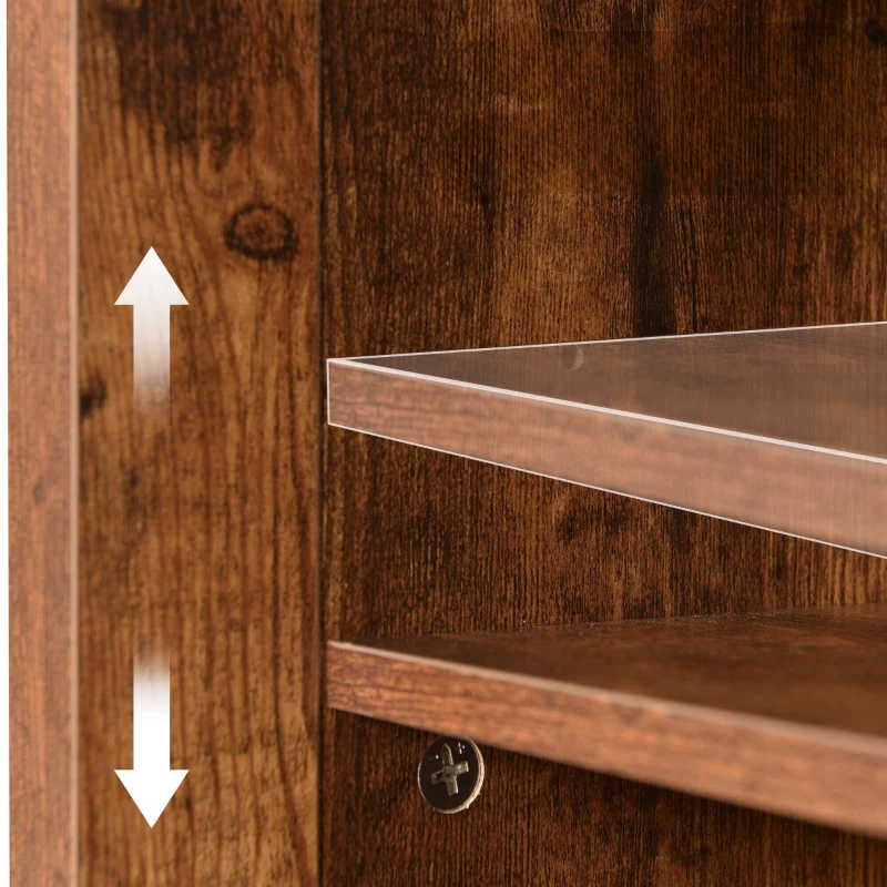 TV-Schrank im Industrie-Design, Sideboard mit 2 Schiebetüren und verstellbaren Ablagen, 120×40×60,5 cm,  Braun