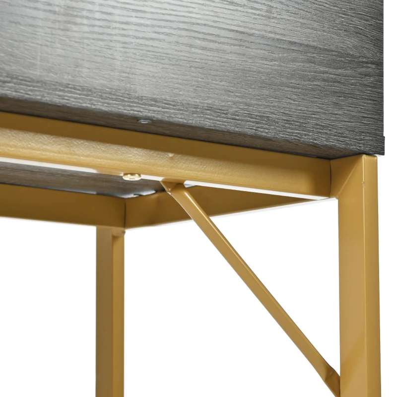 Table d'entrée avec tiroir, style luxe léger, plateau en MDF, structure en métal, 120×38×76 cm,Gris