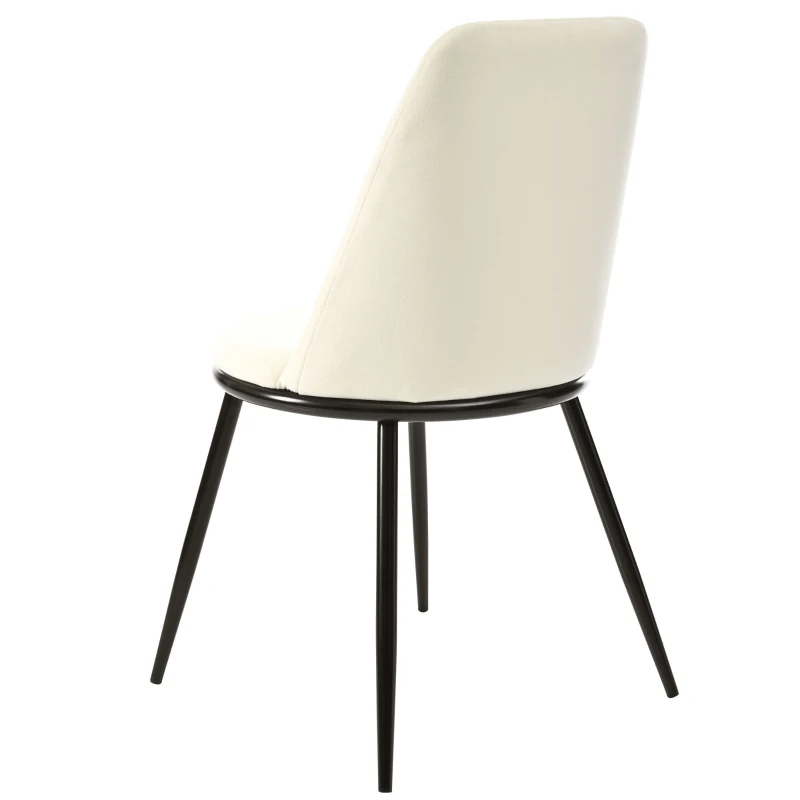 Set de 2 scaune de prânz, design ergonomic, tapițerie din catifea, structură metalică, 44×41×88 cm, Bej
