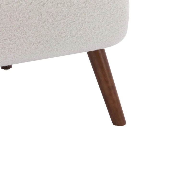 Freizeitstuhl mit extra hoher Rückenlehne, ergonomisches Design, Beine aus massivem Walnussholz, 75×77×85 cm, Weiß