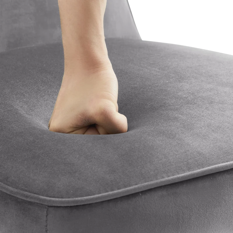 Set da 2 sedie da pranzo in velluto, sedia imbottita con schienale per sala da pranzo/soggiorno, 46x45x81,5 cm, Grigio