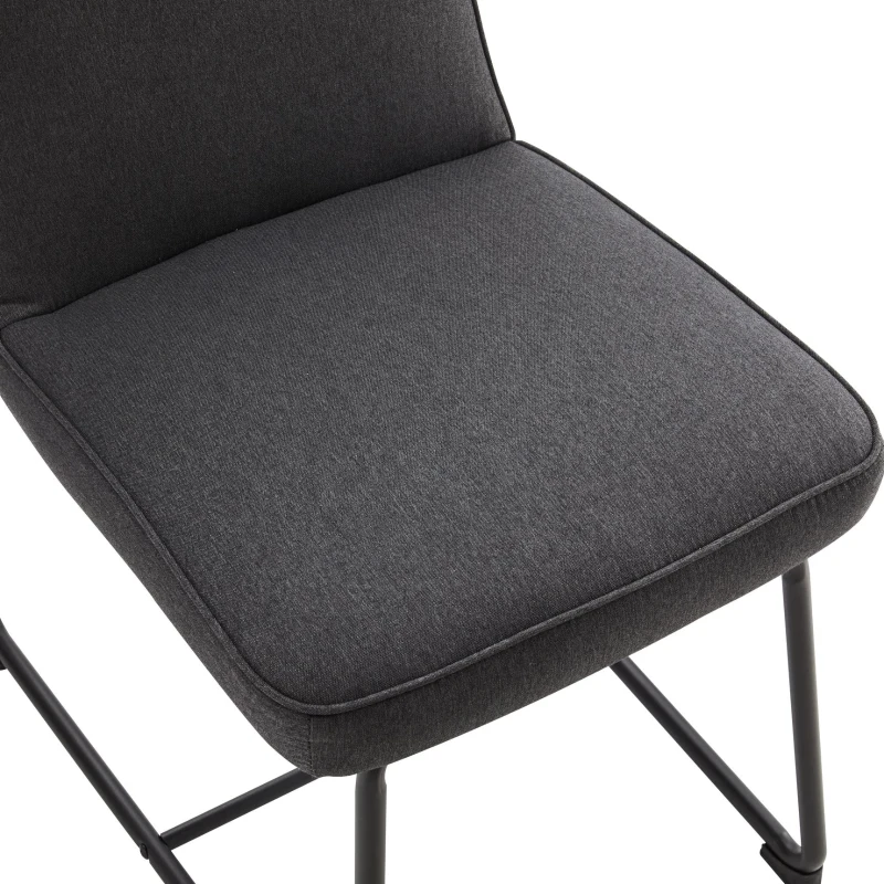 Chaises de salle à manger en lin, chaise de cuisine avec structure en métal et rembourrage, design ergonomique, lot de 2,Gris
