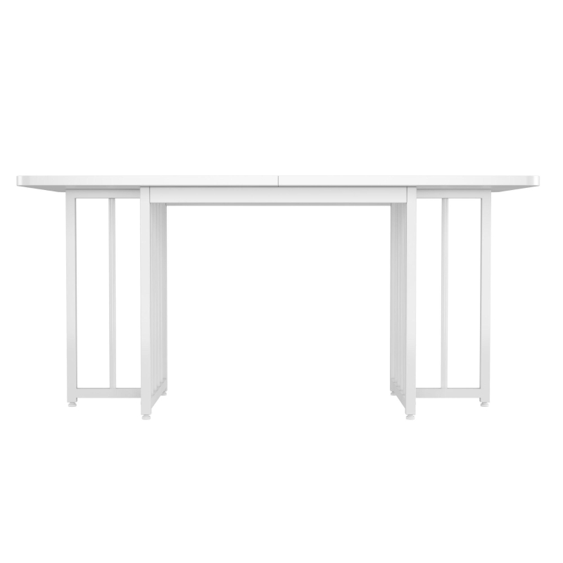 Moderner schlichter Esstisch, Design-Esstisch, Spanplatte, Metall, 158x76x75 cm, Weiß