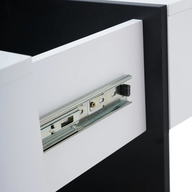 Couchtisch 70x70x35 cm mit 4 Schubladen, Modern Design, Schwarz-Weiß