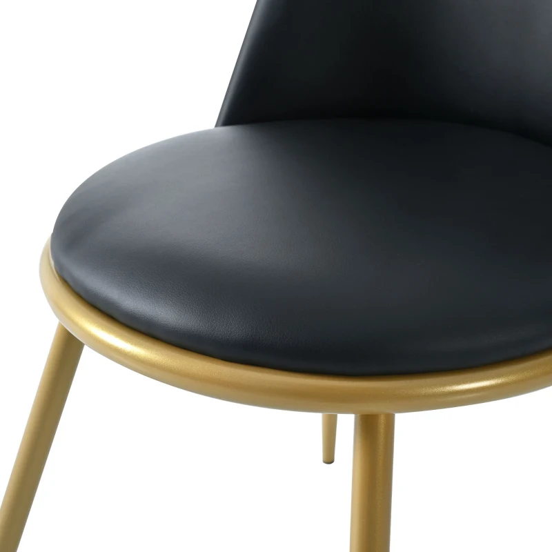 Set di 2 sedie da pranzo, ergonomiche, sedile in pelle PU, telaio in metallo, gambe stabili, 44×41×88 cm, Nero