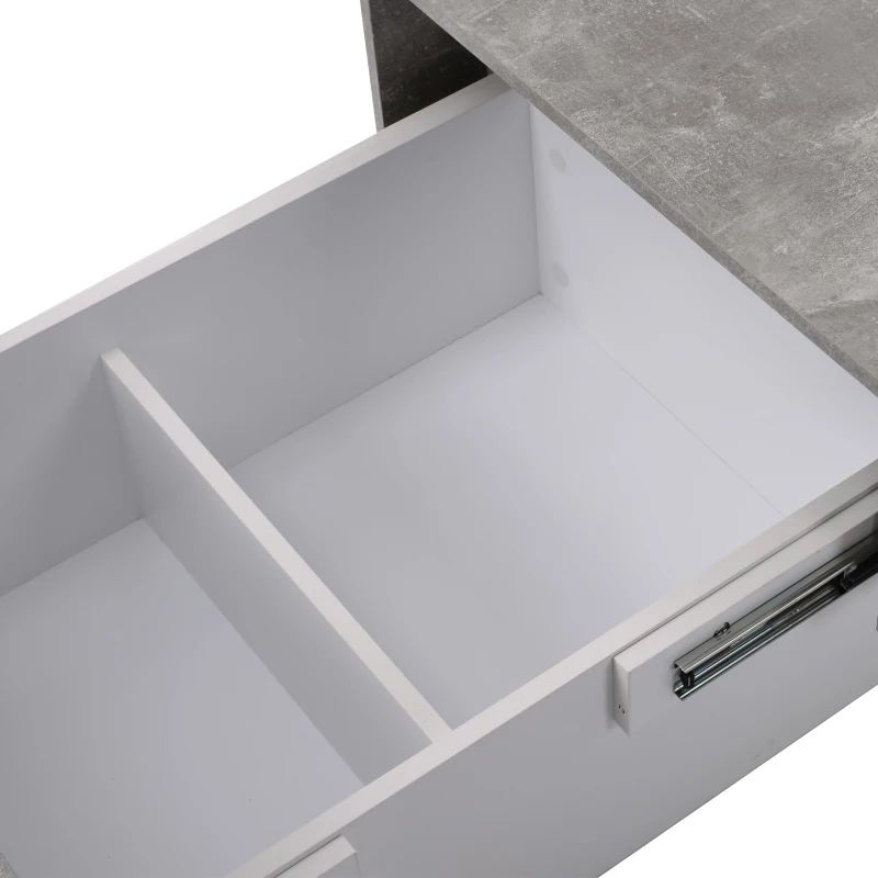 Tavolino con finitura lucida, tavolo estensibile e spazio per riporre, design moderno, 91,02×62,52×18,01 cm, Grigio